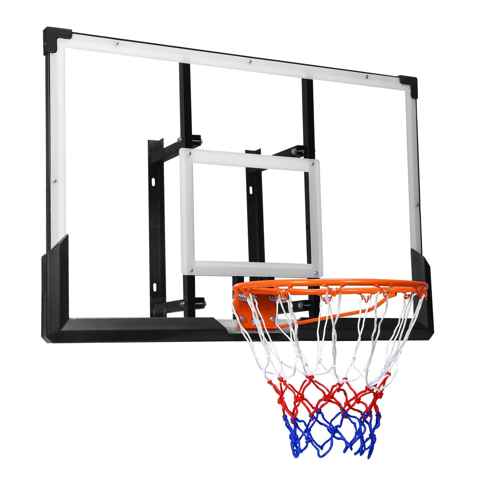 طوق كرة سلة مثبت على الحائط مقاس 47 بوصة مجموعة طوق كرة سلة داخلي كبير للمرآب ومركز اللياقة البدنية ومدرسة الحظيرة وصالة الألعاب الرياضية