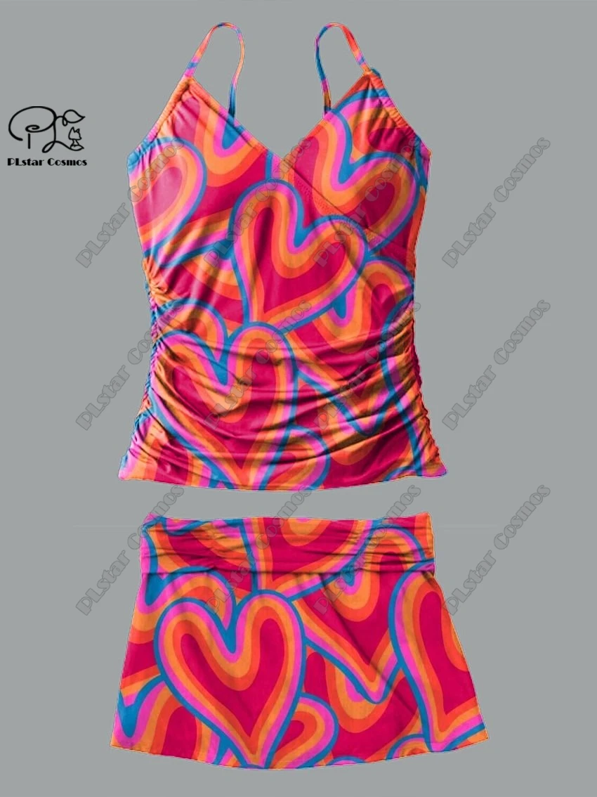 

Women's V-neck summer small fresh floral animal print suspender skirt style two-piece swimsuit suit holiday new swimsuit Q-23