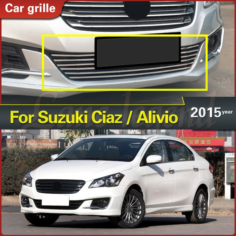 

For Suzuki Ciaz / Alivio Sedan 2015 High-quality Stainless Steel Front Bottom Grill Cover Grilles Trim Cover Car Grille Body Kit