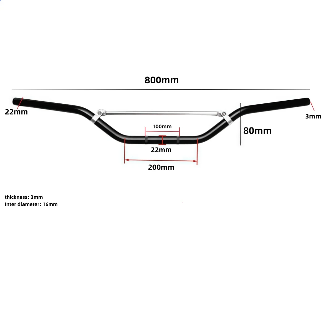 AliExpress NONE 22mm Motorcycle CNC Aluminum Alloy Handlebar with Crossbars Motocross Racing Pit Bike for Honda Yamaha Kawasaki Suzuki Benelli