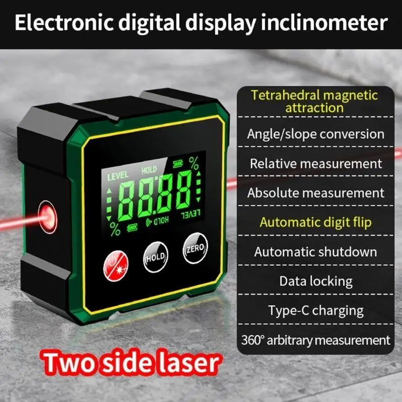 P82E Aluminum Alloy Digital Inclinometer with Clear Display for DIY Enthusiasts