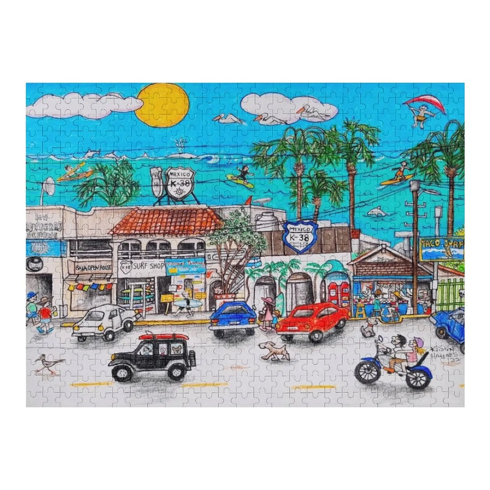 K-38 quebra-cabeça de loja de surf, nome de madeira, foto personalizada, nome de presente, brinquedo de madeira, quebra-cabeça de foto