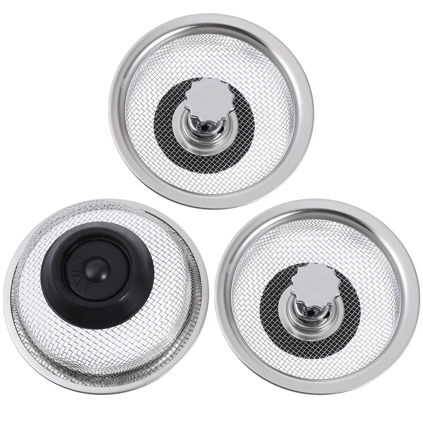 

3Pcs Heavy Duty Stainless Steel Sink Drain Filter Strainer Mesh for Kitchen Waste Hair Food Particles Blocker Universal Fit