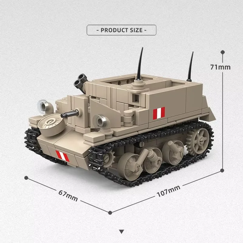 Boys 8-12 Military Brick Assembly Set 300010, Buildable Bren Carrier Armored Vehicle Equipped with QF 2-Pound Gun