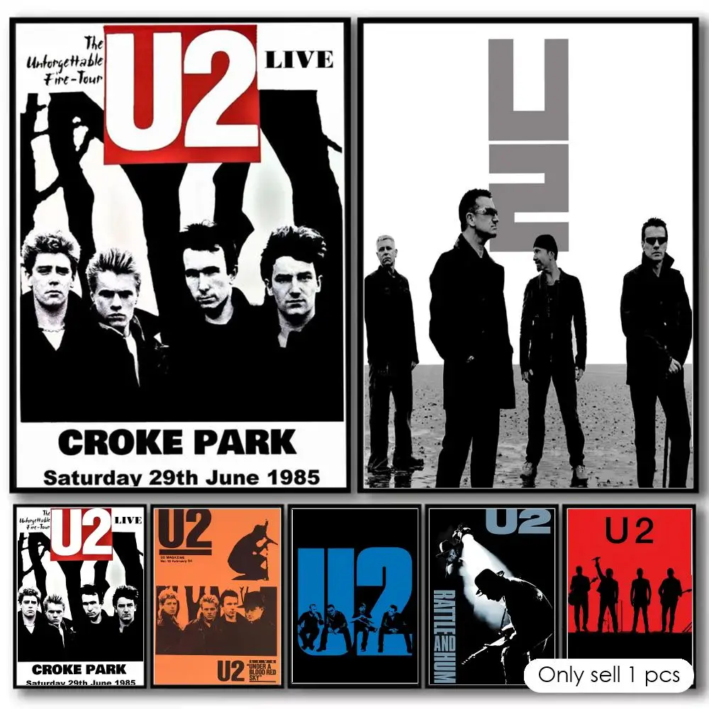 Famous Band U-u2 Painting Calligraphy High-Quality Cotton Canvas Poster Wall Art for Living Room Modern Coffee House Decor