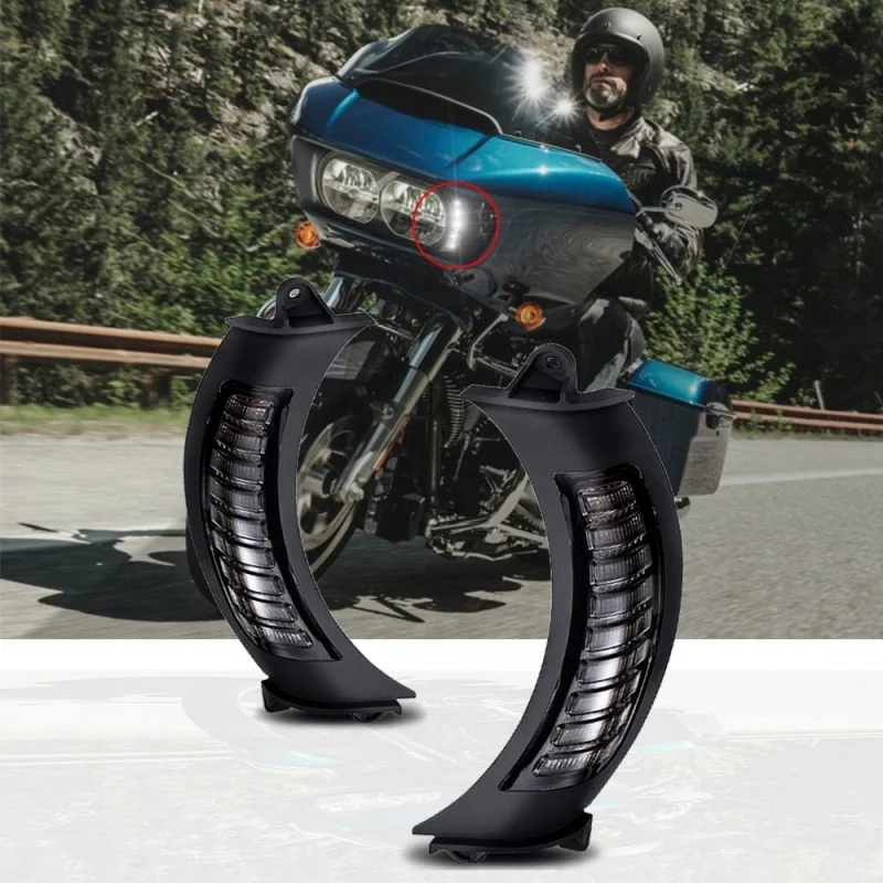 

Светодиодный указатель поворота DRL для мотоцикла, указатель поворота Road Glide 2015-2020, передний фонарь дальнего света Road Glide, боковой габаритный фонарь