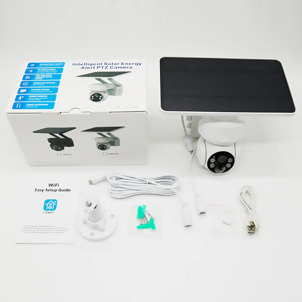 1080MP Solar Wireless PTZ Security Camera Built-in Battery 6W Solar Panel Micro SD Card PIR Detetion Voice Intercom APP Alarm