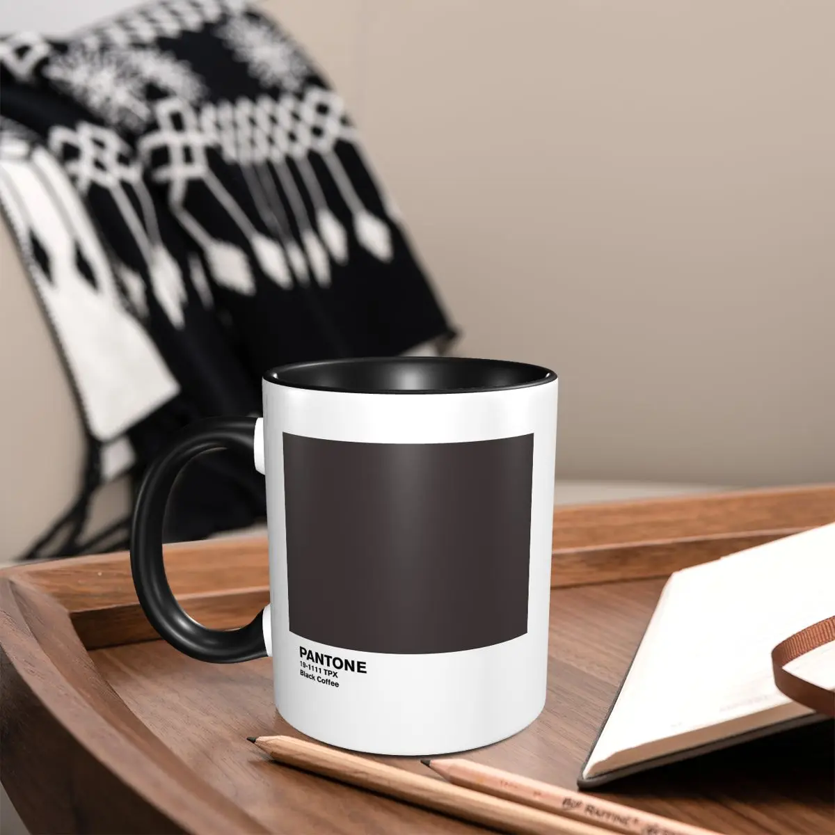 Black Coffee Pantone Mug Funny Ceramic Coffee Cups Tea Mugs Milk Cup Drinkware Gifts for Friends