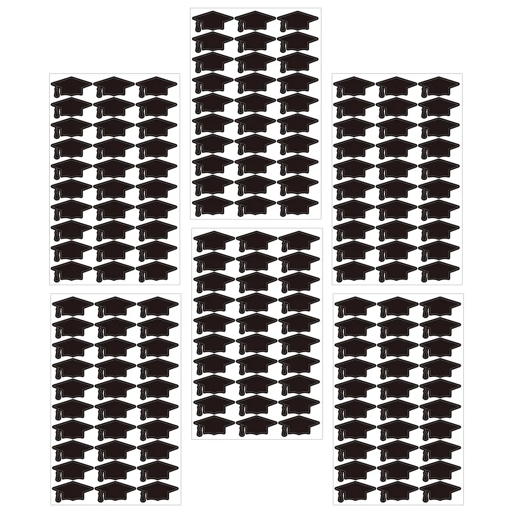 

6 Sheets Graduation Themed Sealing Stickers Doctor Cap Design for Gift Box Decor Card Envelope Candy Pouch Notebook Label