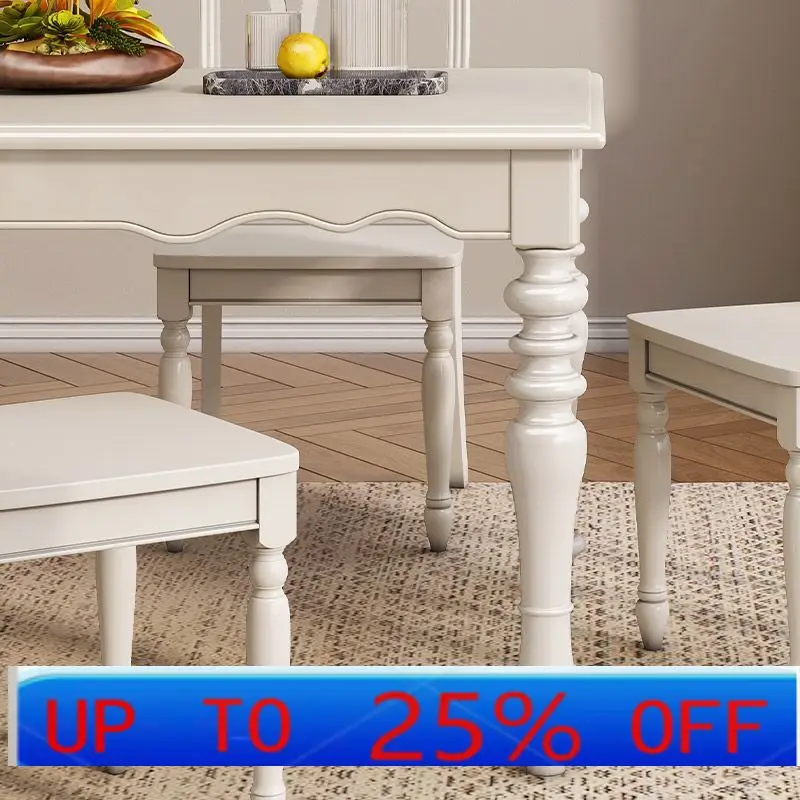 

LMM American dining table rural all solid wood dining table and chair combination small apartment log rectangular household