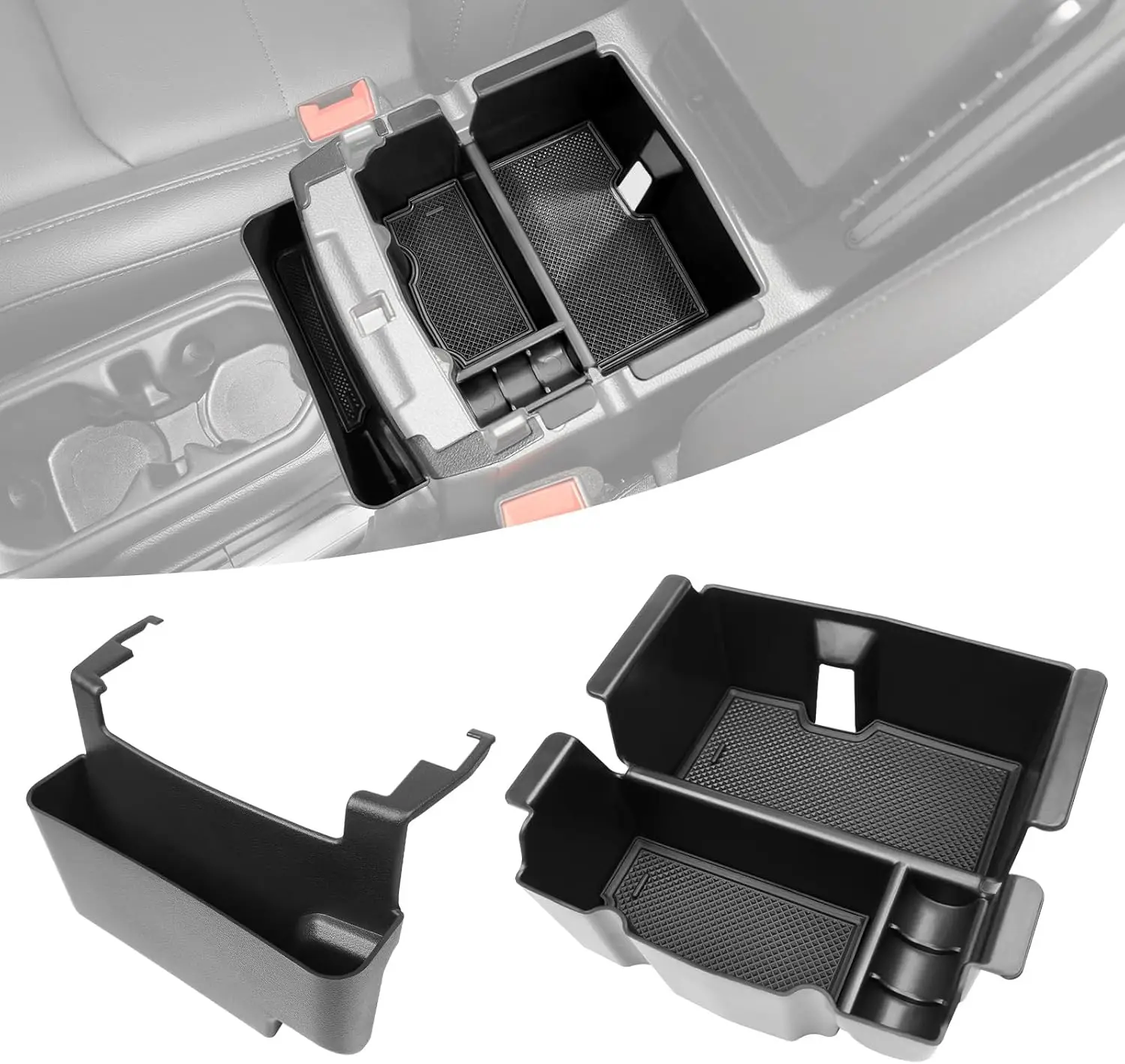 

For Jeep Wrangler JL JLU 4XE/Gladiator JT 2018-2025 Center Console Hanging Organizer & Armrest Box Storage Tray Car Accessories