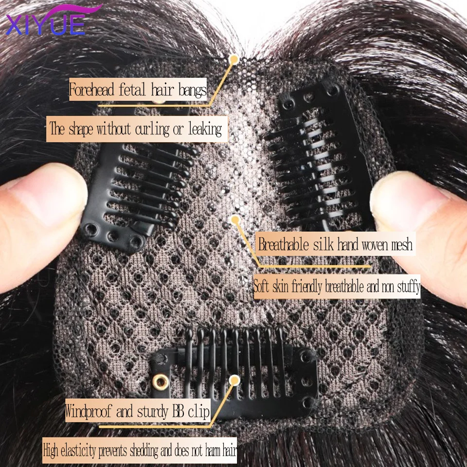 XIYUE Natural  Bangs Side Fringe for Women 3D Middle Part False Bangs Clip-in Extensions Invisible Hairpieces