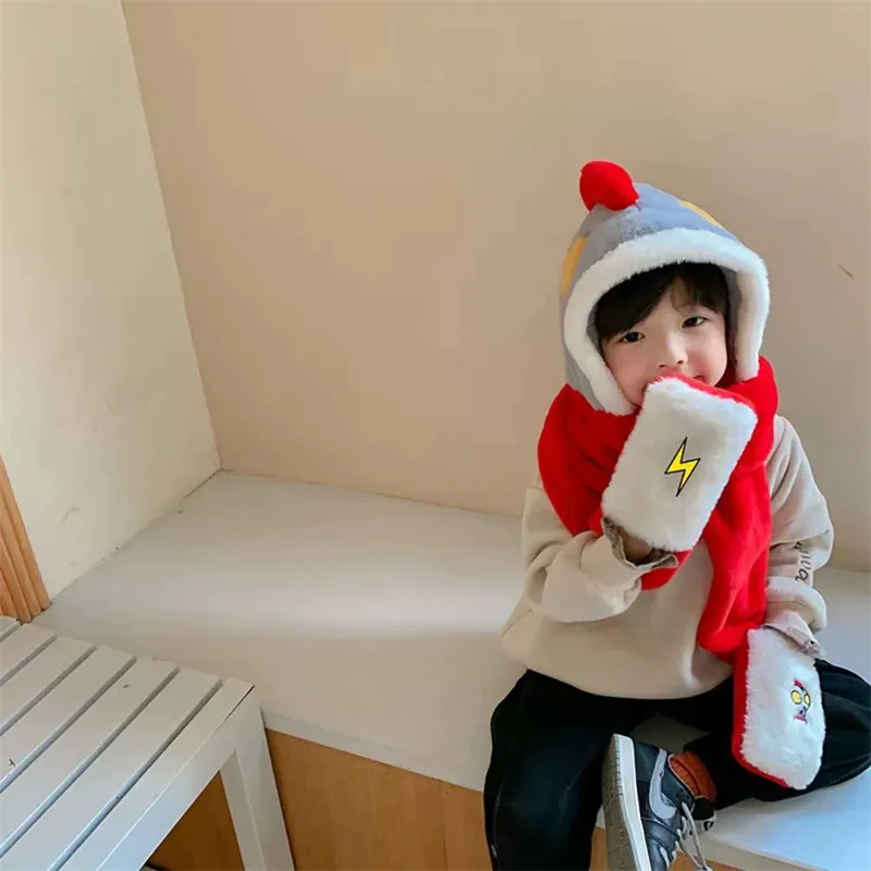 All in One cappelli per bambini sciarpe e guanti inverno ragazzo e ragazza bambini protezione per le orecchie del bambino antivento 3 pz/set protezioni per il calore