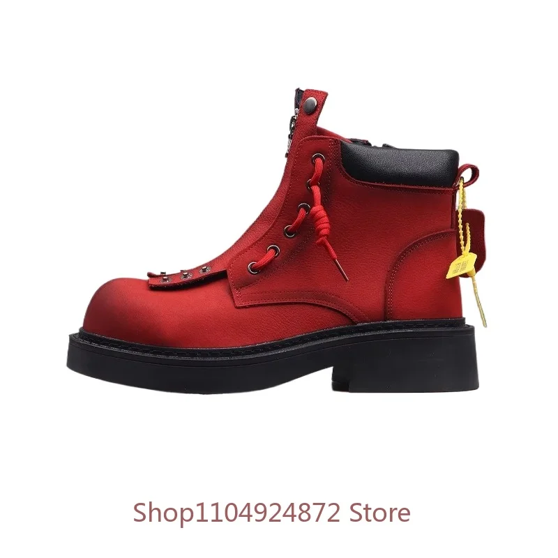 

Luxury Designer Cow Leather Chelsea Boots Men's Shoes High Top Thick Sole Casual Genuine Leather Outdoor Ankle Boots Male