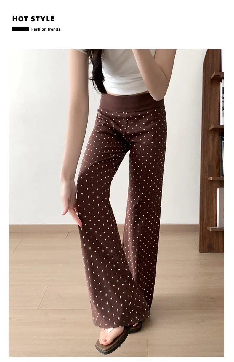 Damen High-Waist Polka-Dot Boot-Cut Hose Schlanke Casual Leggings Retro Vielseitige Oberbekleidung für Fitness, Laufen und Outdoor-Sport – Detail 5