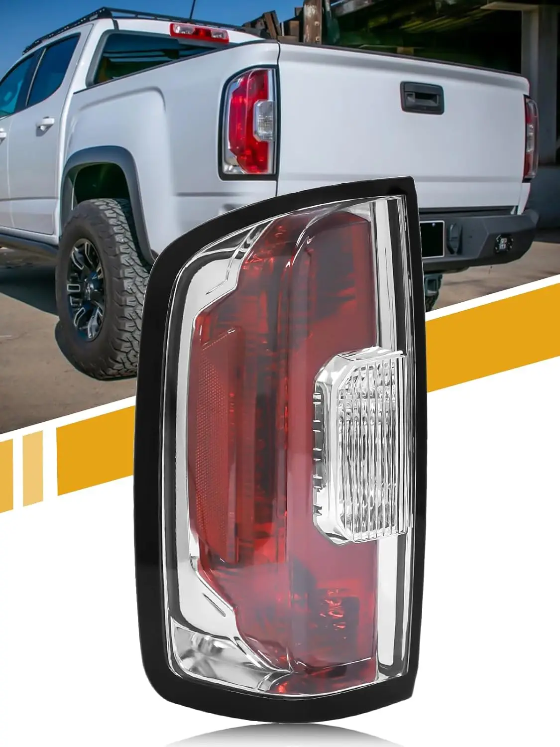 

Tail Light Assembly for GMC Canyon 2015-2022, Halogen Rear Lamp, Red+Clear Lens, Left Side, Compatible with Terrain, Denali, SL,