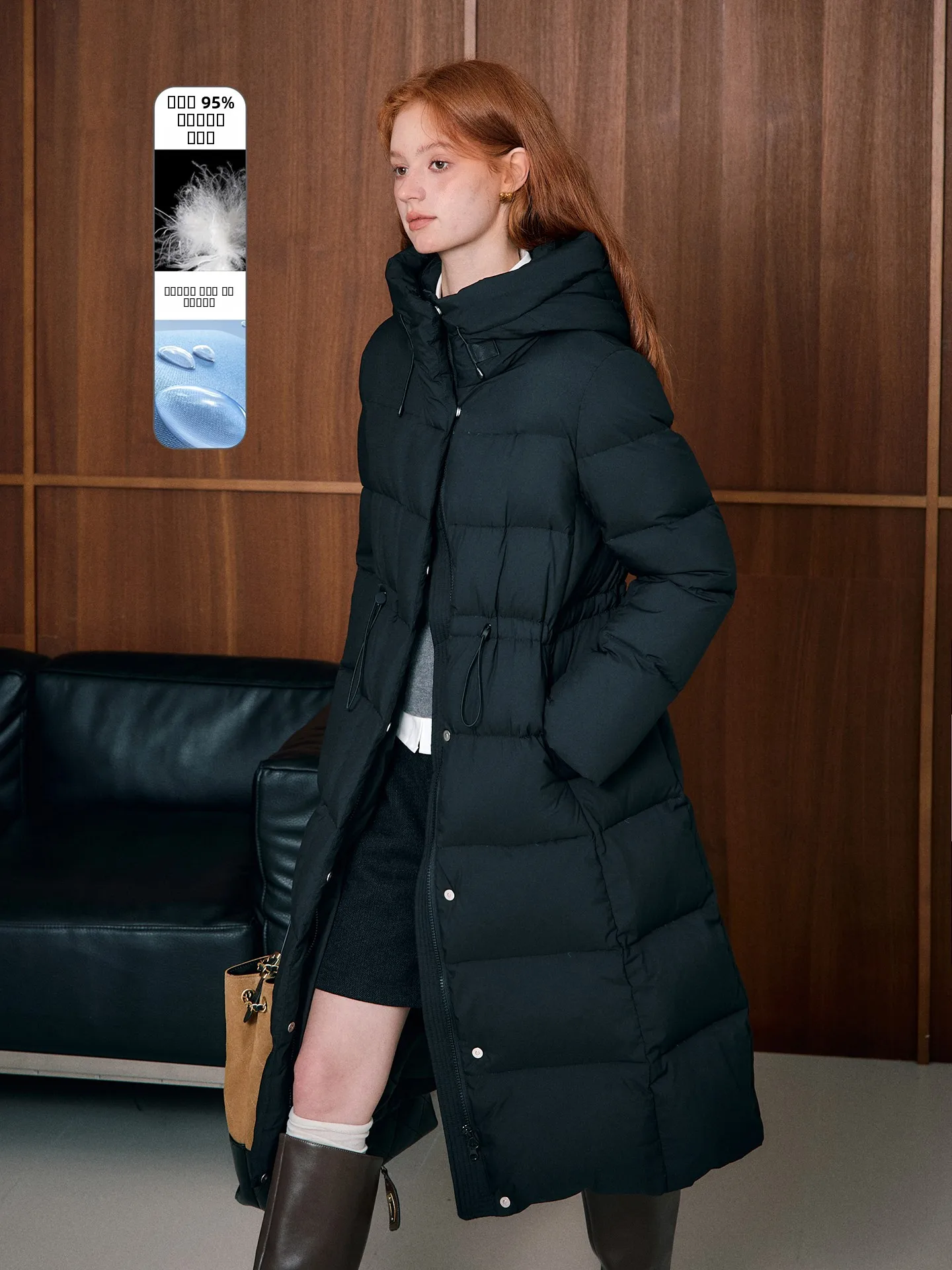 

Женская зимняя куртка из водоотталкивающей ткани с пуховым наполнителем, новая модель, до колен, с капюшоном, в корейском стиле, прямого кроя, с длинными рукавами