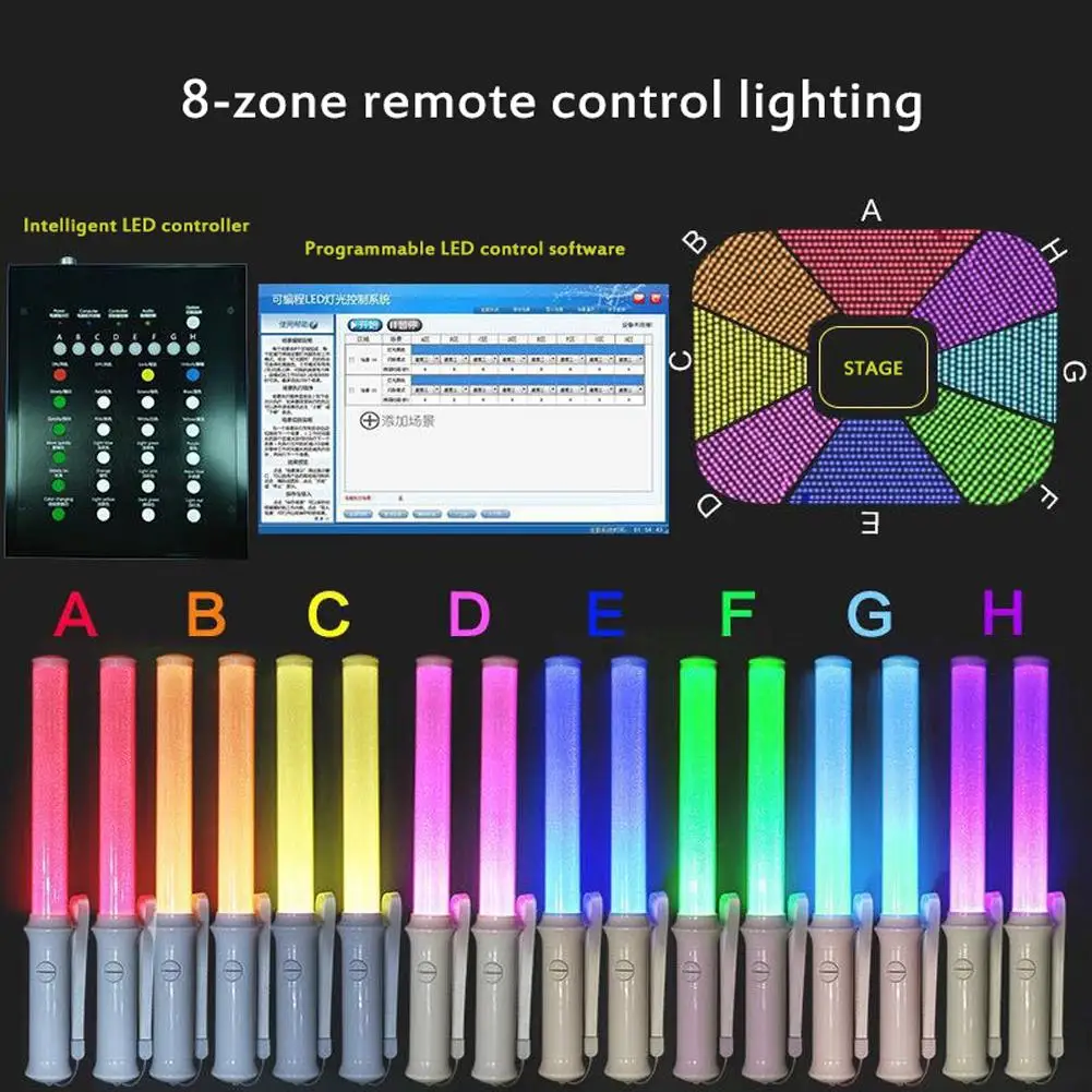 15 Color-Changing Glow Light Stick Battery Powered Dmx Remote Control Glow Stick For Live Wota Parties Celebrations Supplies