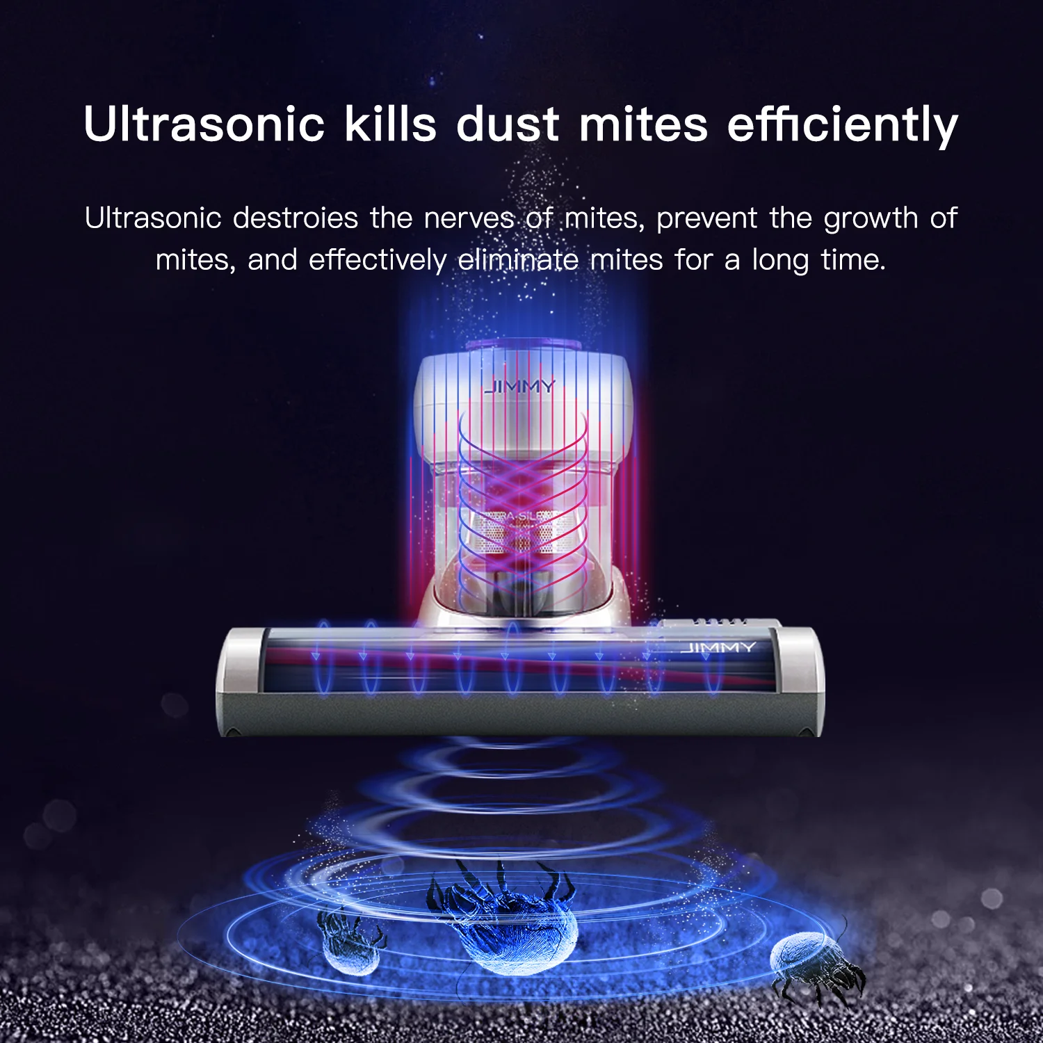 JIMMY BX5 Ultrasonic Anti-Mite Vacuum Cleaner, 15Kpa Suction Power, 550mW UV Light Power, 0.5L Dust Cup Mite Remover for Home