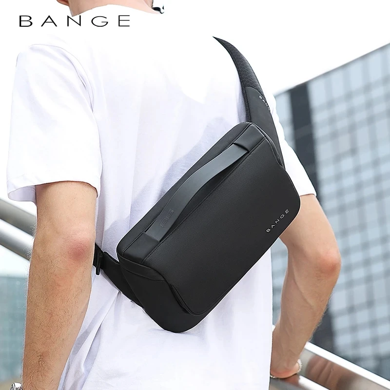 BANGE Fashion Business Men\'s Messenger Bag 9.7Inch iPad Anti-Theft Waterproof Teen Chest Bag Travel Casual Everyday Shoulder Bag