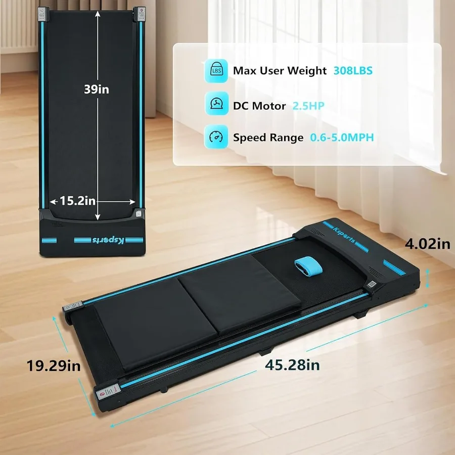 Folding Treadmill for Home Use 2.5HP Motor, Black Steel Frame, Compact Design with Portable Wheels, Incline Function, Dual Disp