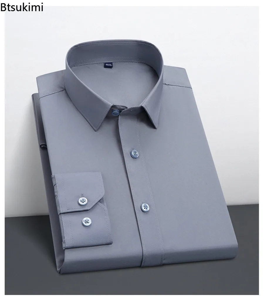 

2026 Новые мужские классические рубашки, элегантные модные деловые повседневные рубашки с длинными рукавами, мужская официальная одежда высокого качества, всесезонная одежда