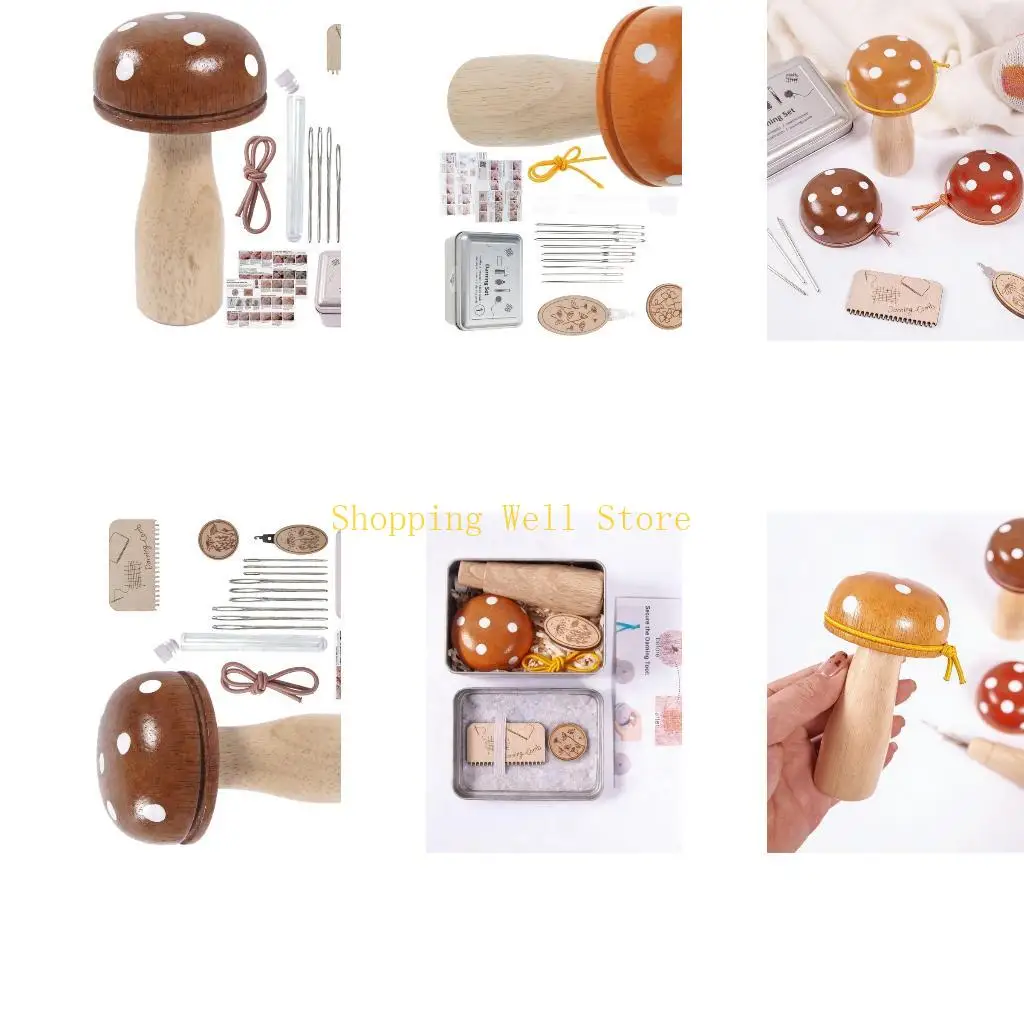 KX4B Natural Mushroom Darning Set Offering Stable Support for Fabric Repair