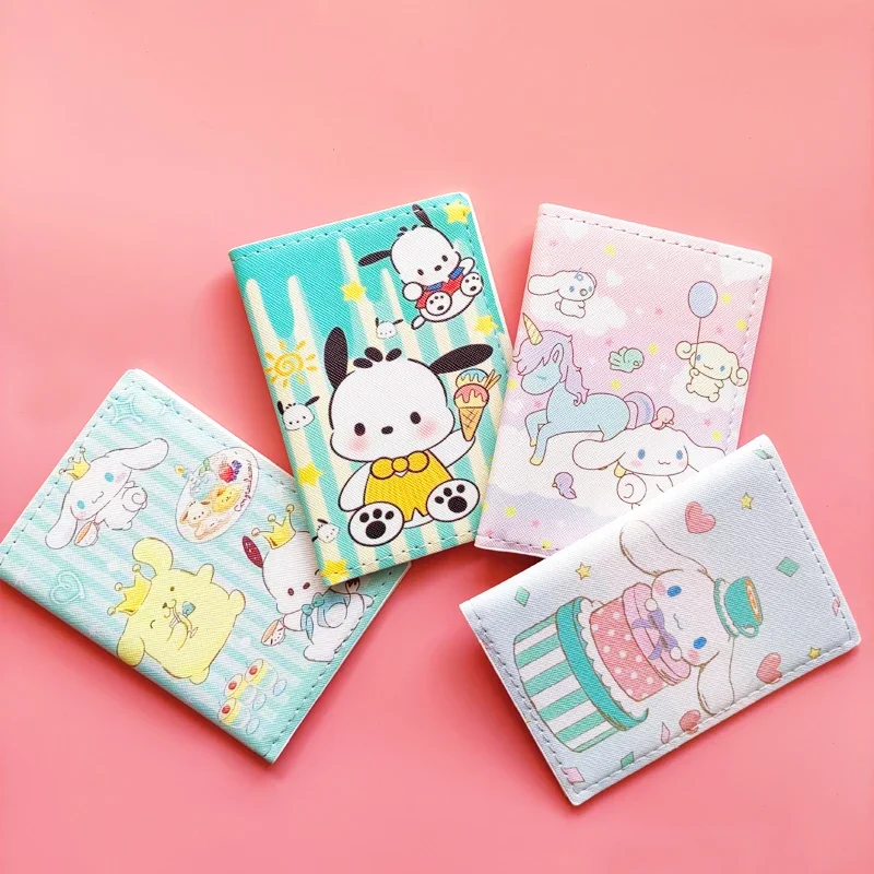 Lovely Cinnamorol Kuromi My Melody Printing PU Passport Cover Cartoon  Girls Boys ID Card Holder Travel Ticket Passport Case