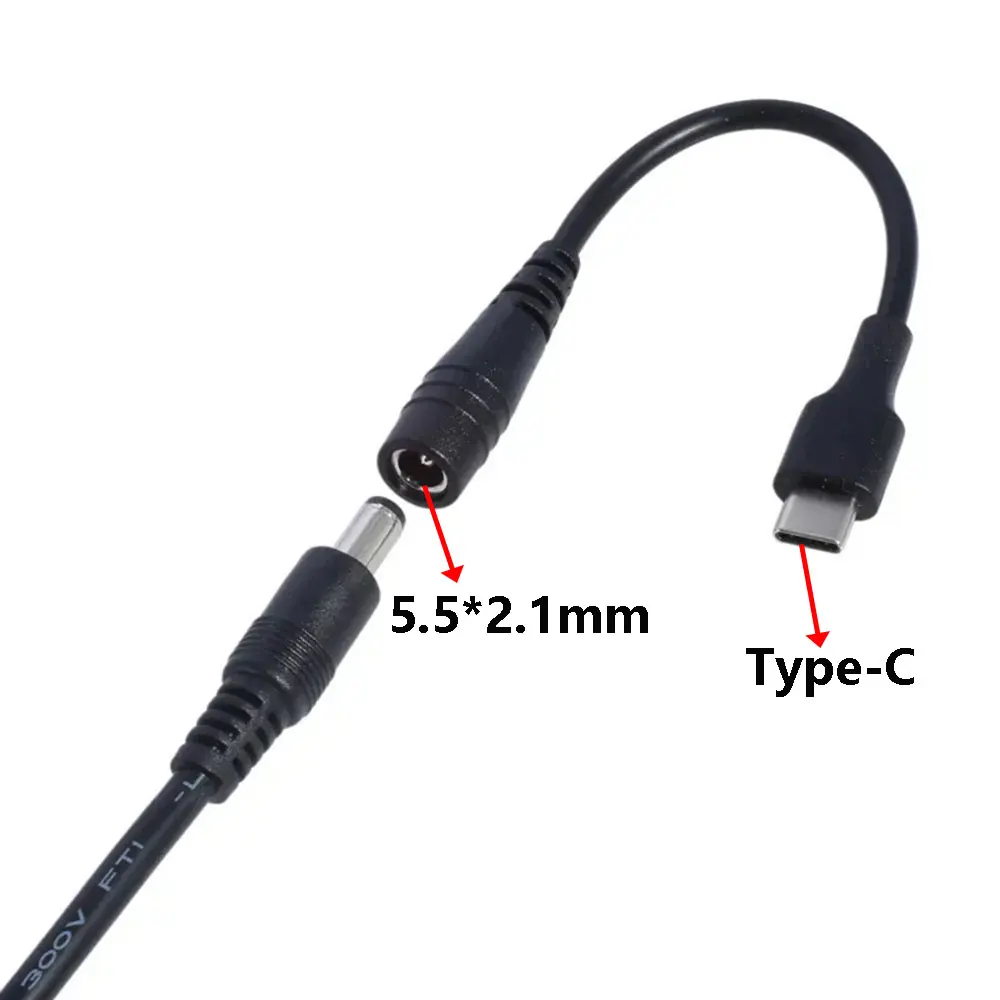 5521 Gniazdo zasilania DC typu c żeńskie na 5,5 * 2,1 mm żeńskie Kable Złącze zasilania DC 5,5x2,1 Adapter Konwerter USB typu C
