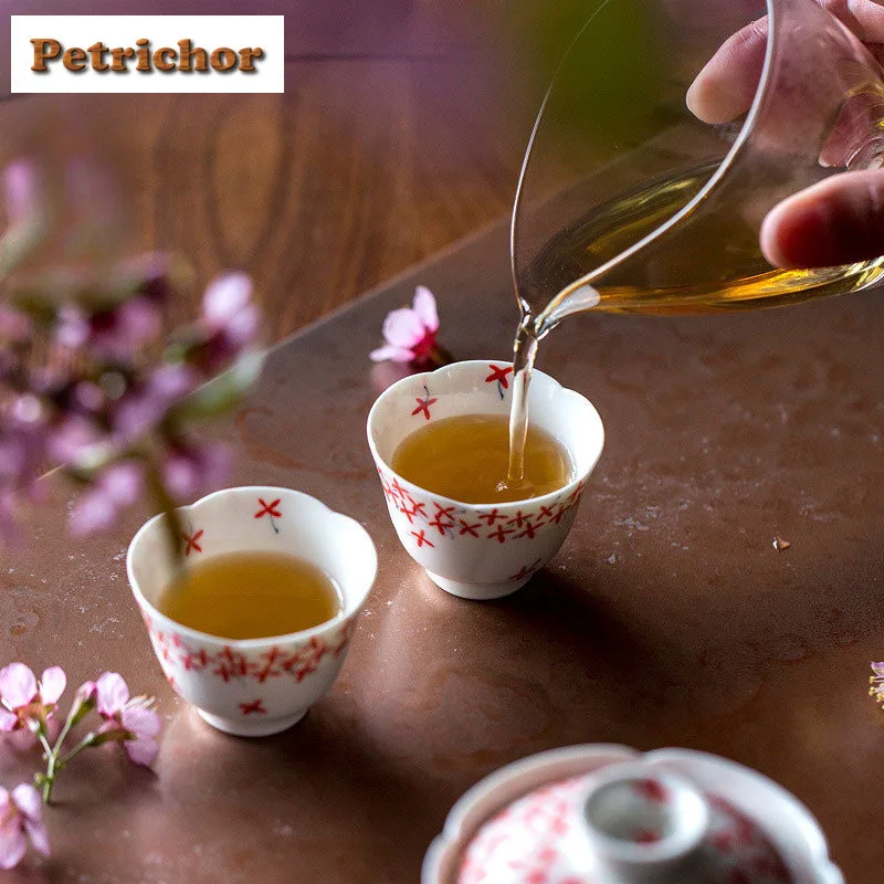 2 قطعة/الوحدة مرسومة باليد أربع أوراق البرسيم فنجان الشاي وعاء إبريق الماء الشاي تذوق كوب شخصي Jianzhan ماستر أكواب خدمات الشاي 40 مللي #2