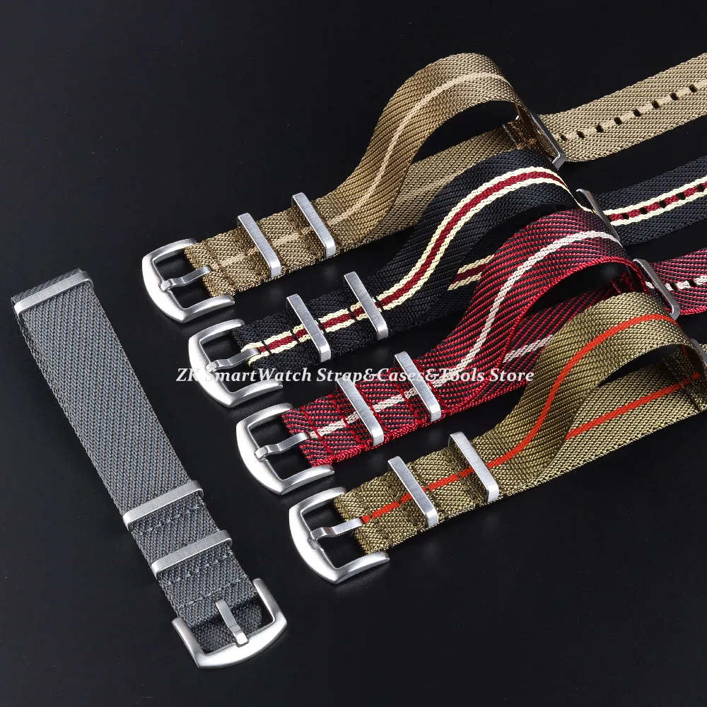 Ribbed Watch Strap 18mm 20mm 22mm for Omega 007 Military Sport Nylon Watch Band Braid Ballistic Fabric Watchband Accessories