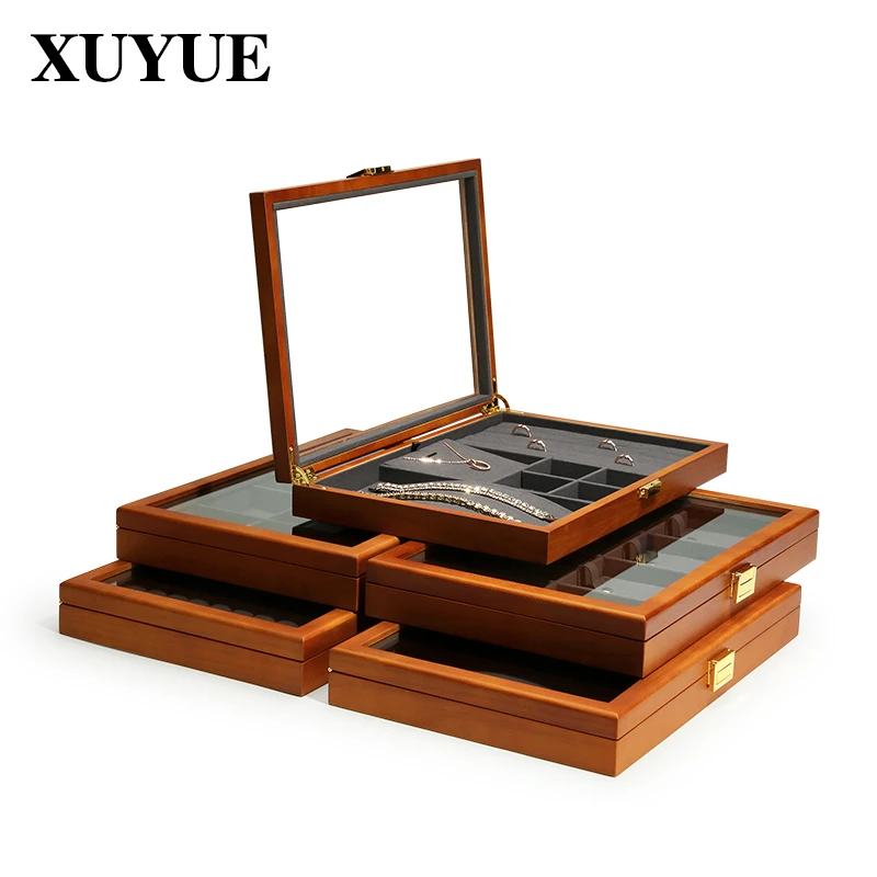 Jewelry Display Tray Solid Wood Covered Jewelry Box Necklace Ring Earrings Jewelry Display Tray Jewelry Store Display Tray