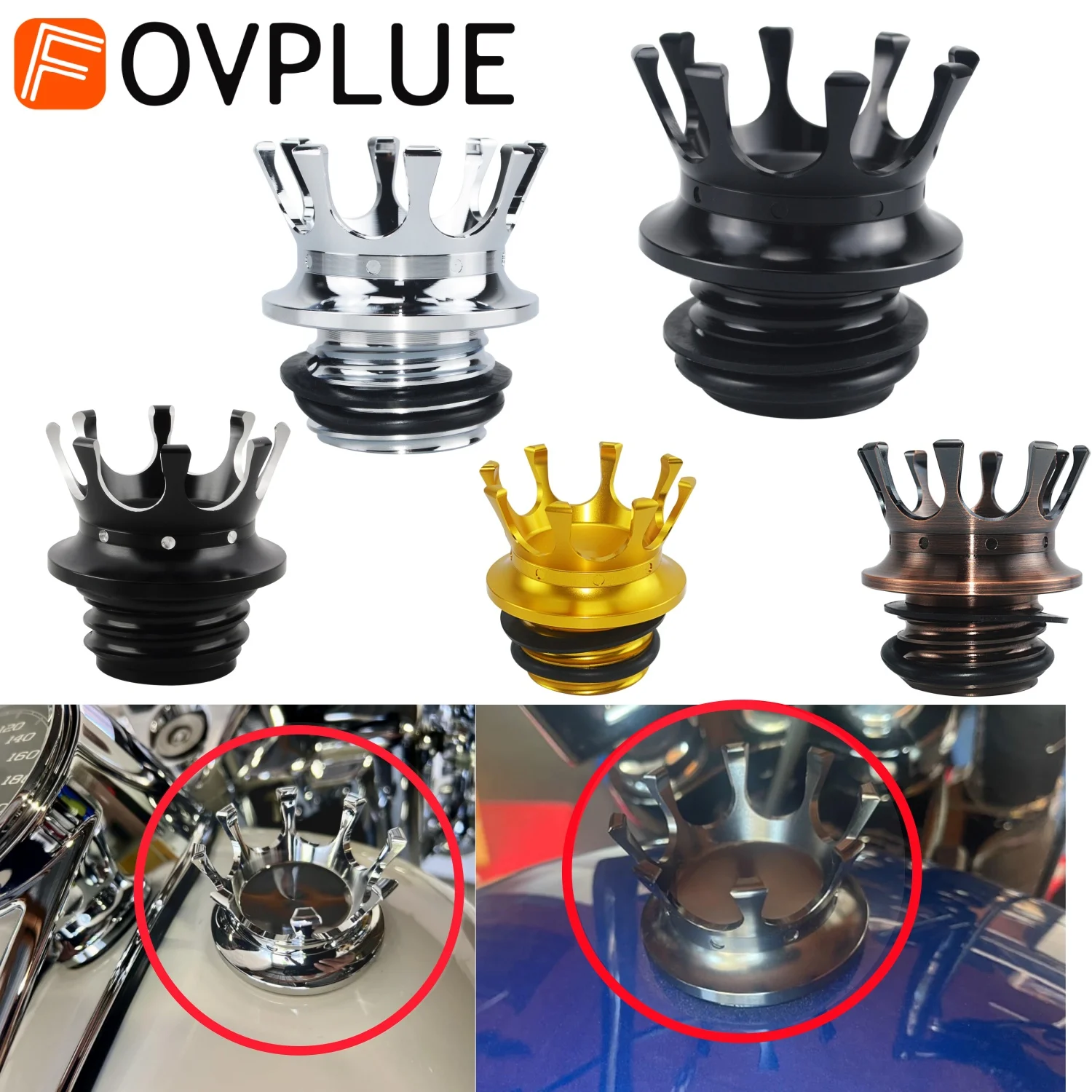 Motorrad Kraftstoff Gas Öl Kappe Krone Stil Tankdeckel Für Harley Dyna Touring Road King Softail Sportster 883 1200 XL FLHR FLHX