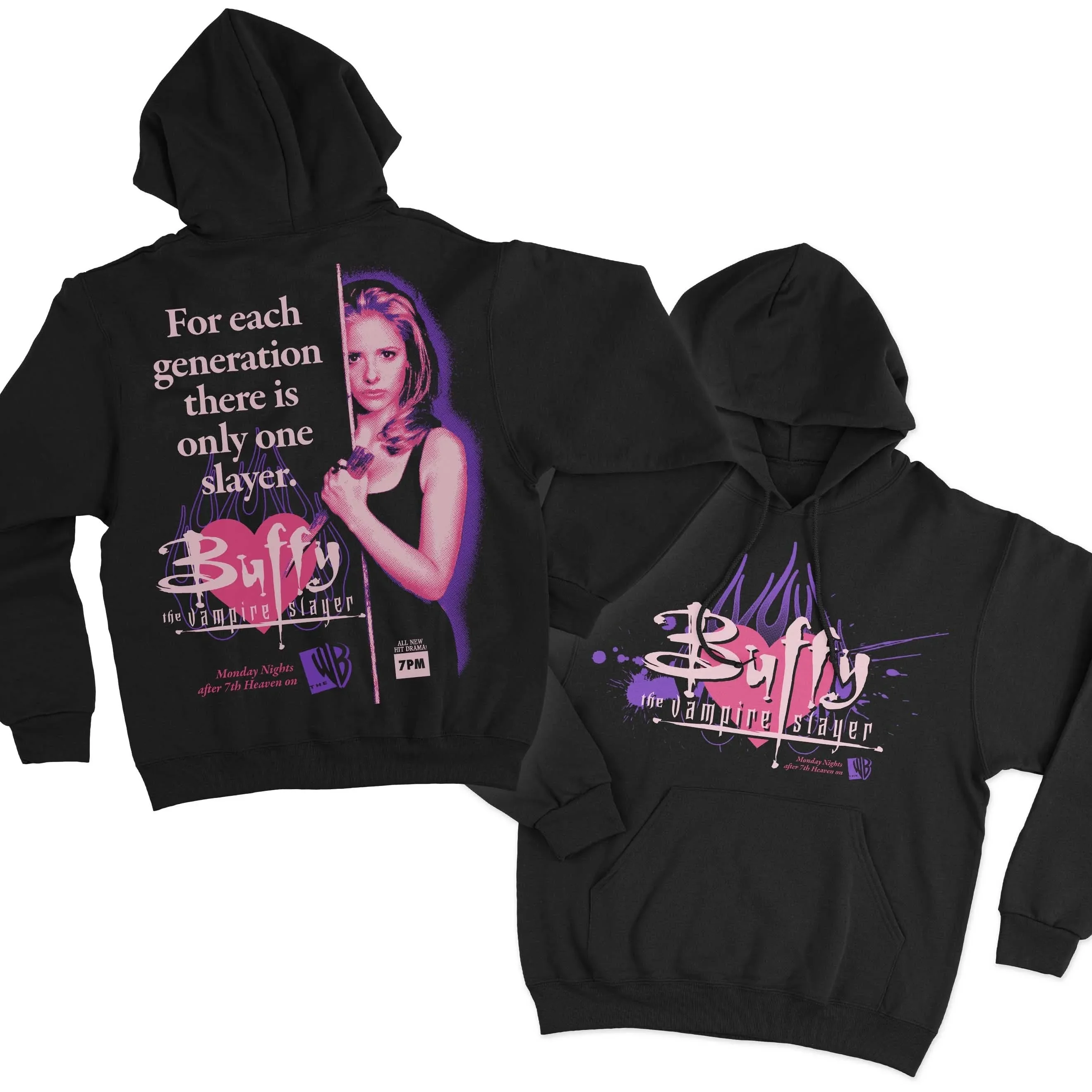 Trendy Fashion Top Buffy The Vampire Slayer Print Sweatshirts Y2K Retro Harajuku Hooded Sweatshirt Thick Sweatshirt Unisex