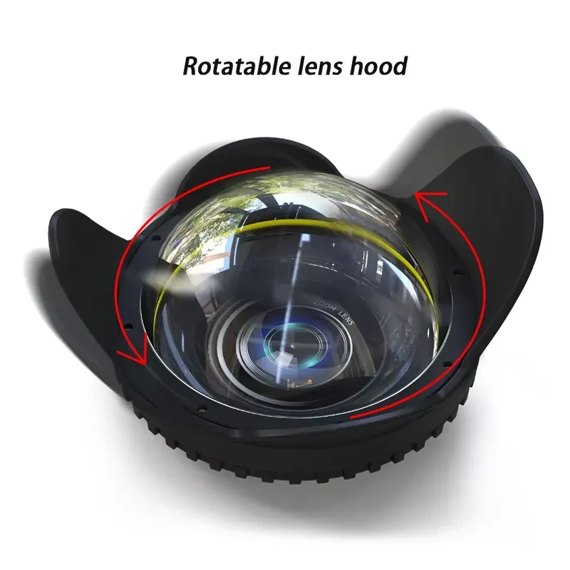 4 Inch 67mm Diving Optical Fisheye Lens Shade Wide Angle 67mm Lens Underwater Lens for M67 Underwater Housing Case