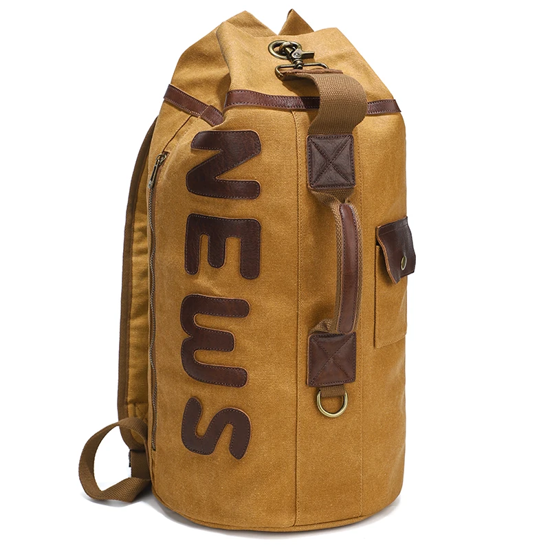 

Unisex Round Bucket Backpack Casual Travel Sports Backpack Bag Waterproof Waxed Canvas Stylish School Laptop Rucksack