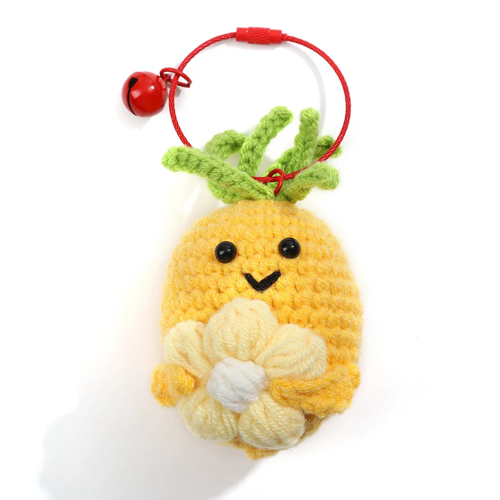 Creative Knitting Fruit Keychain Pendant Christmas Gift Cute Handmade Knitted Avocado Carrot Weaved Keyrings for Bag Accessories