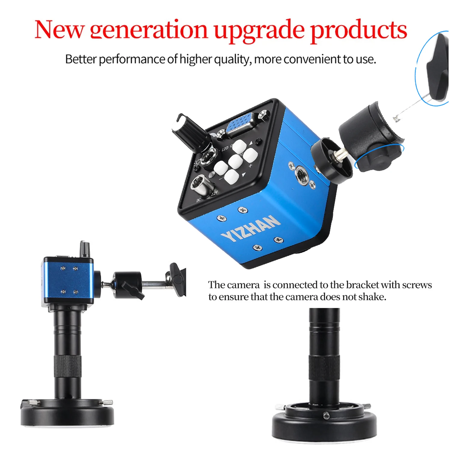 Imagem -03 - Zoom 150x Câmera Full hd Microscópio Industrial Porta Hdmi Vga Braço de Metal Ajustável Suporte para Solda Pcb Reparo do Telefone