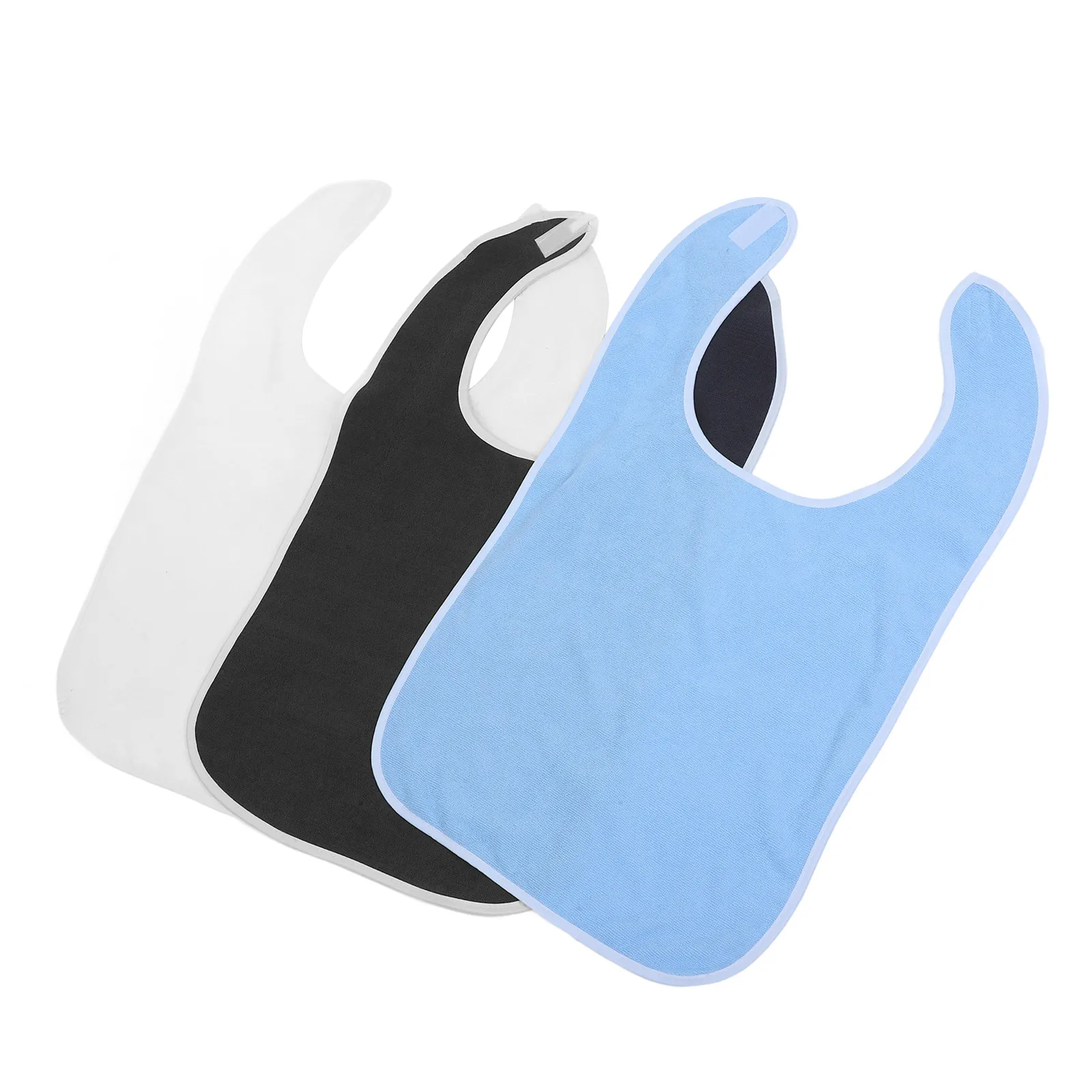 

3Pcs Elderly Eating Bibs Waterproof Large Pocket Adjustable Size Breathing Material Adult Dining Protectors Scarf Bib