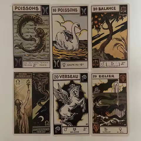 Vintage Zodiac Tarot Card Deck 48 Pcs Oracle Cards "Le Tarot Astologique" Tarot Cards