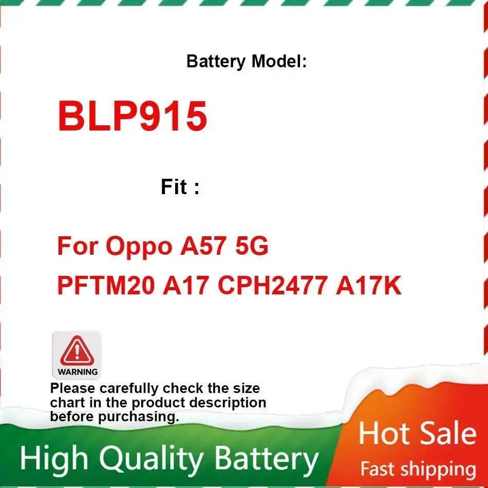 

BLP915 5000 мАч для Oppo A57 5G PFTM20 A17 CPH2477 A17K надежный аккумулятор для мобильного телефона