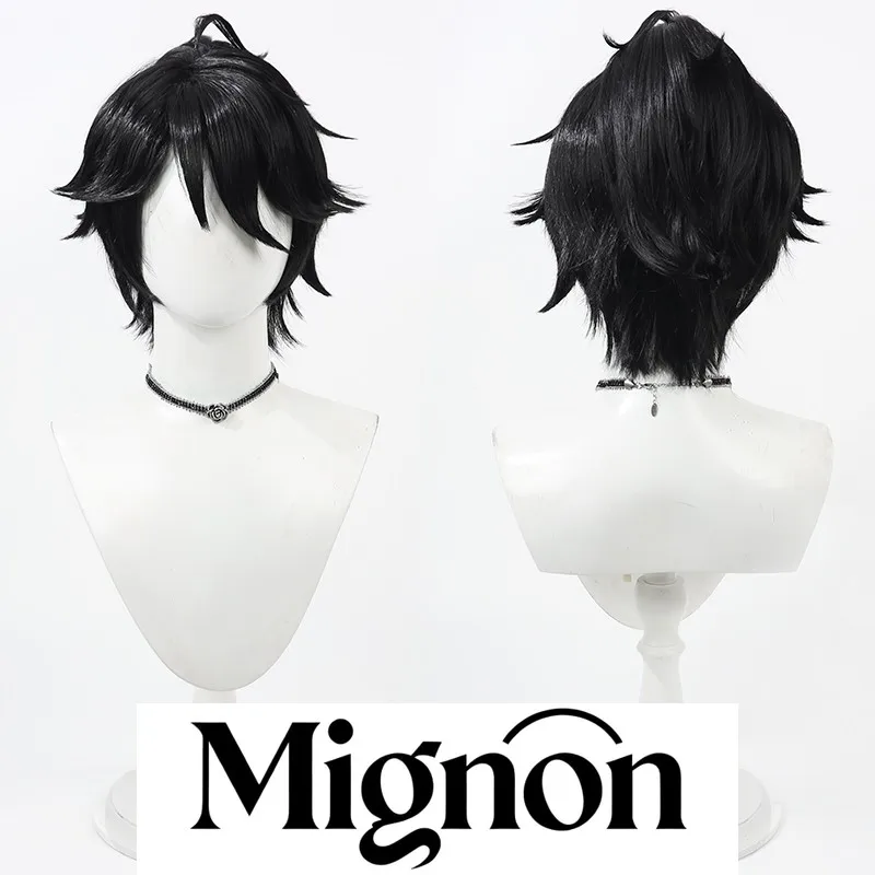 الهوية V OPH فريق التعاون الجلد سجين شعر مستعار تأثيري أسود شائك ندف الشعر هدية عيد الهالوين #1