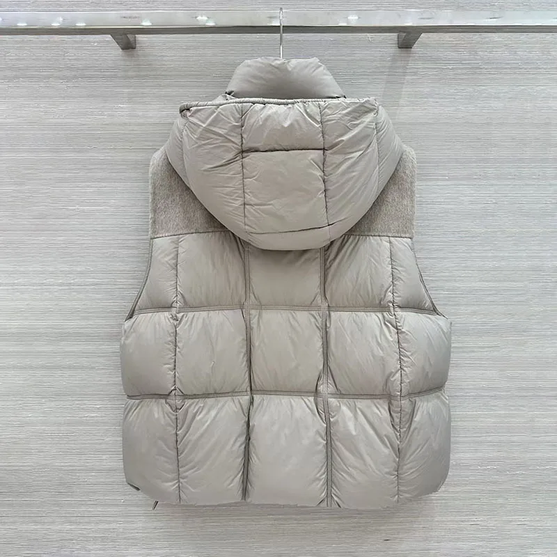 2026, New Design, Women's Double-sided Cashmere Patchwork Down Jacket, Warm Sleeveless Coat Vest, High-Quality Down Coat, Y2K