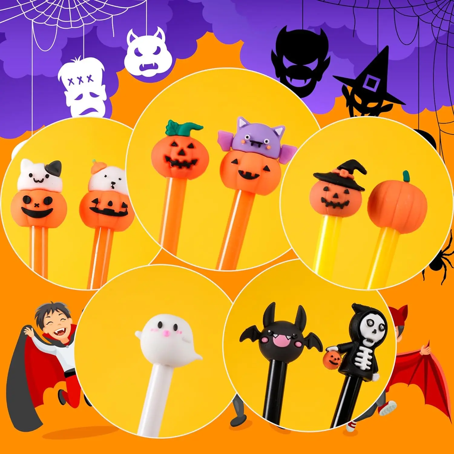 Imagem -04 - Halloween Gel Tinta Canetas Bonito Abóbora Cabeças de Crânio Novidade Escrevendo Ferramentas Escrevendo Suprimentos 60 Pcs