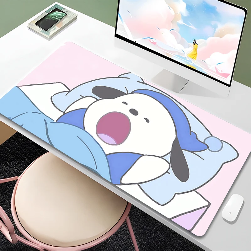 Mouse Pad Laptop Kawaii Anime Dog Extended Desk Mat Large P-pochacco Cartoon Mousepad PC Gaming Accessories Cute Keyboard Rug