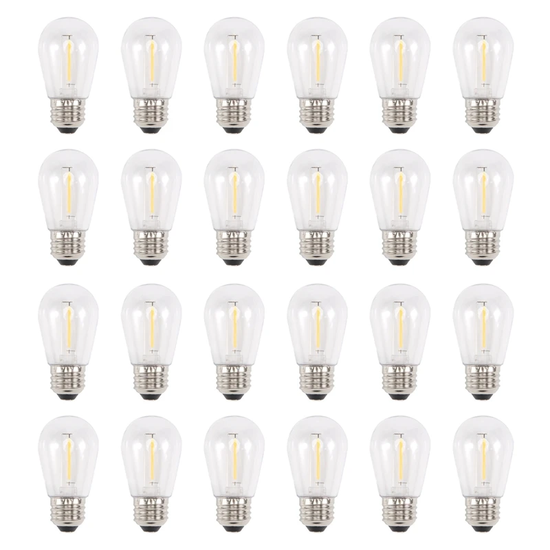 24-pack 3V LED S14 vervangende gloeilampen, onbreekbare buitenlampen op zonne-energie, warm wit