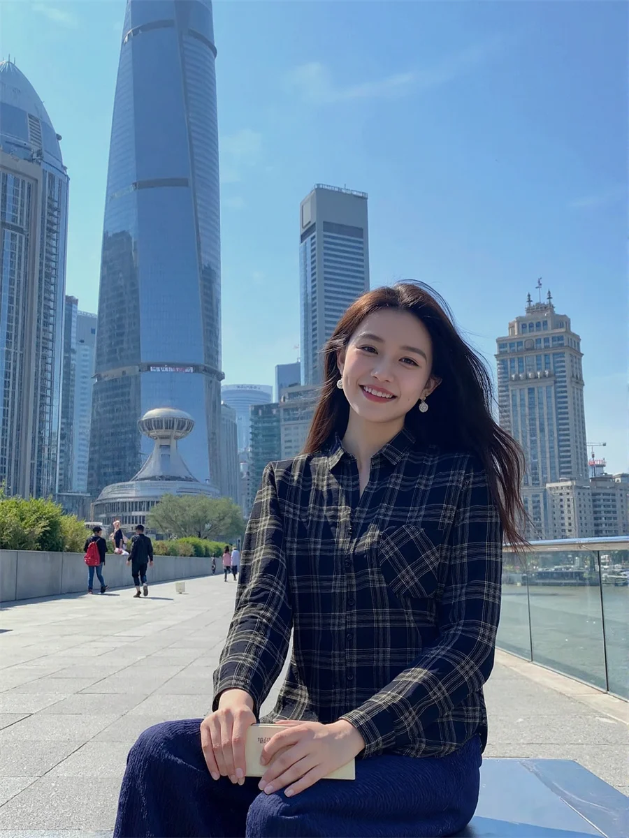 Camicie vintage da donna modello scozzese stile coreano moda allentata tutto-fiammifero primavera top femminili studenti popolare quotidiano giovane outfit