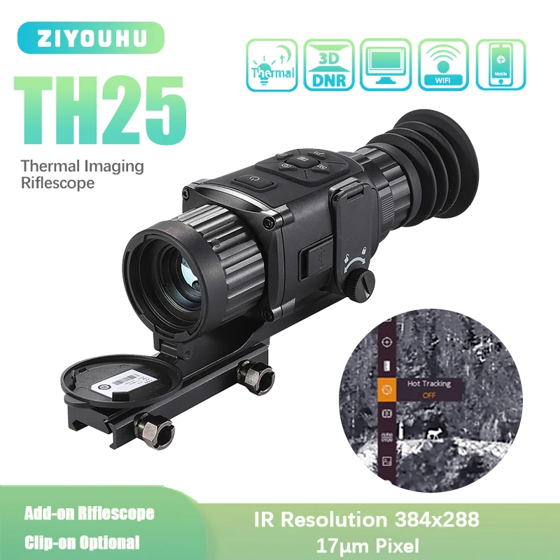 TH25 Thermal Image Monocular Sight Scope Clip-on 25mm IP67 Durable WIFI Hotspot 882m Human Detection Thermal Imaging for Hunting