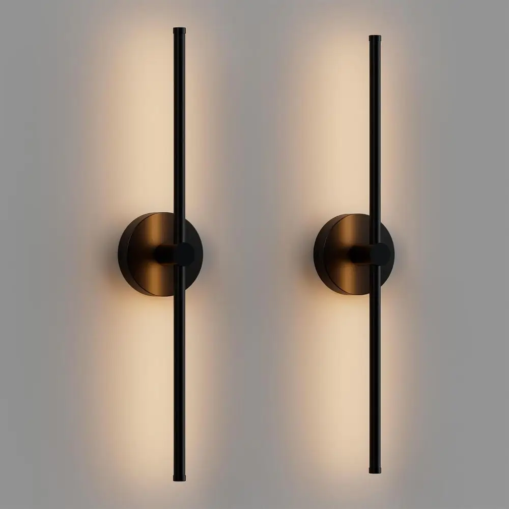 24 Inch LED Indoor Linear Wall Sconces Set o Two, 3CCT Switchable, Matte Black, Hardwired and Wall Mounted, Dimmable or Living R