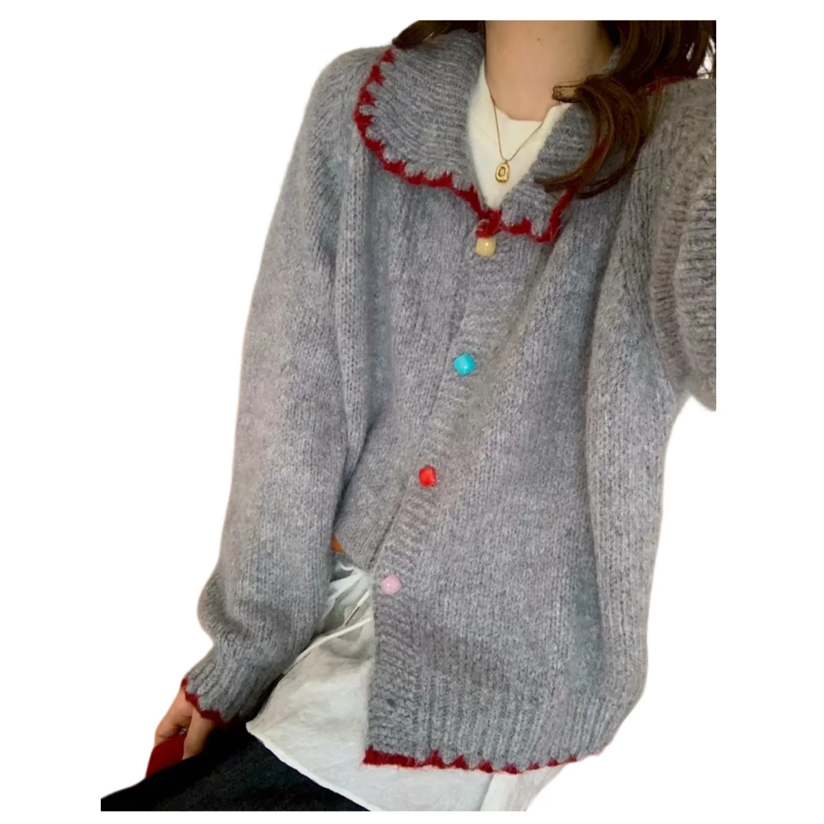 Cardigans de Style rétro pour femmes, automne hiver, élégant, solide, basique, tricoté, manches longues, Chic, col rabattable